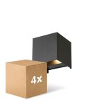 Confezione Multipack 4x D'Lite LED Luce Da Parete Elingen Aluminium Nero 4.9W 290lm - 830 Luce Calda -  | IP65 -  Sensore Di Luce