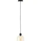 Brilliant Casto Luce Pendente Vetro Luce Pendente Metallo Nero Beige | 190mm - Adatto per 1x E27